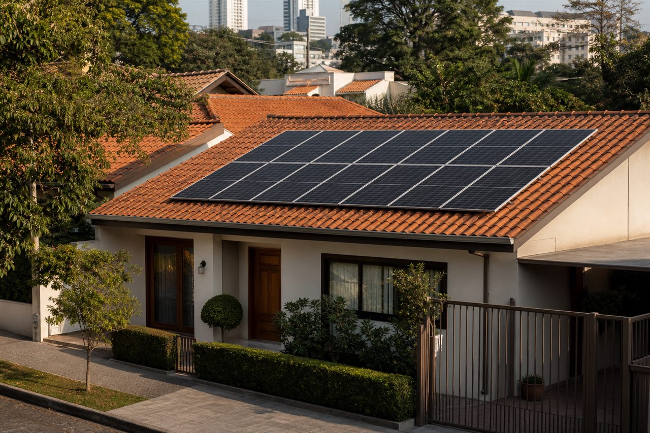 Residência em São Paulo com sistema fotovoltaico instalado no telhado